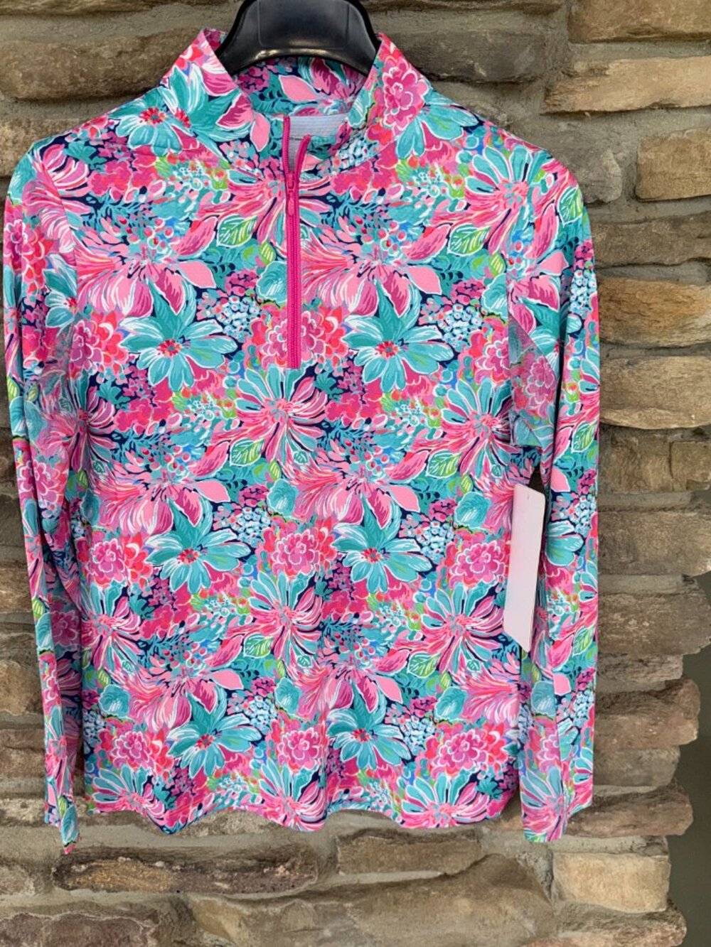 GOTTEX Mock Neck 1/4 Zip Pullover Jacket Top XL L S Colorful Floral NWT